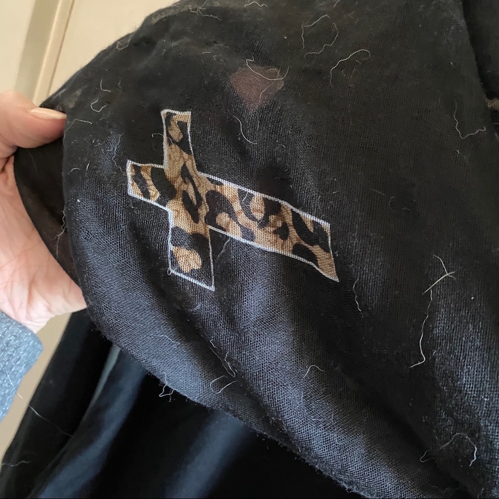 Black Infinity Scarf with Animal Printed Crosses - Picture 3 of 5